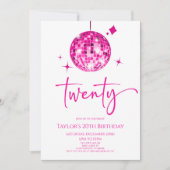 Roze Discobal 20e verjaardagsfeest Kaart (Voorkant)