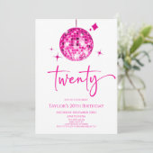 Roze Discobal 20e verjaardagsfeest Kaart (Staand voorkant)