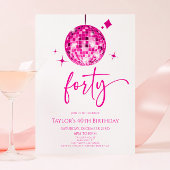 Roze Discobal 40e verjaardagsfeest Kaart