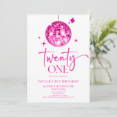 Roze Discobal Eenentwintig 21ste verjaardagsfeest Kaart (Staand voorkant)