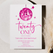 Roze Discobal Eenentwintig 21ste verjaardagsfeest Kaart