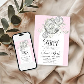 Roze Discobal Gypsophila Engagement Party Kaart