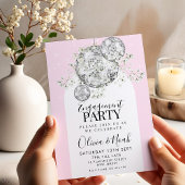 Roze Discobal Gypsophila Engagement Party Kaart