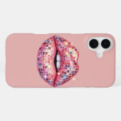 Roze discobal lip iPhone hoesje (Achterkant horizontaal)