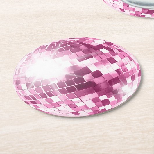 Roze Discobal Ronde Onderzetters (Gebogen)