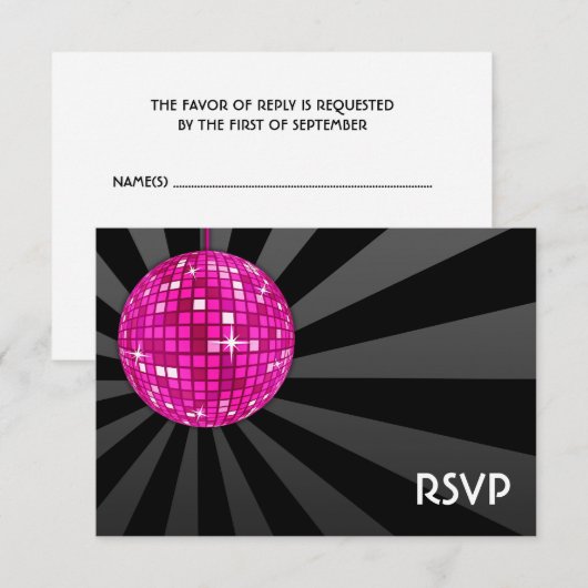 Roze Discobal RSVP (Voorkant / Achterkant)