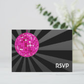 Roze Discobal RSVP Kaartje (Staand voorkant)