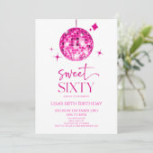 Roze Discobal Sweet Sixty 60ste verjaardagsfeestje Kaart (Staand voorkant)