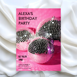Roze discobal Verjaardagsfeestje Kaart