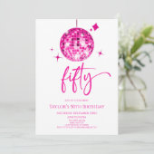 Roze Discobal Vijftig 50ste verjaardagsfeest Kaart (Staand voorkant)