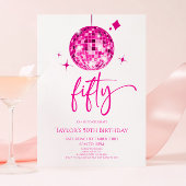 Roze Discobal Vijftig 50ste verjaardagsfeest Kaart