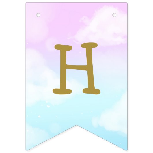 Roze Discoball Dreamy Sky Kind Verjaardag Vlaggetjes (Tweede vlag)