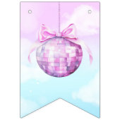 Roze Discoball Dreamy Sky Kind Verjaardag Vlaggetjes (Eerste vlag)