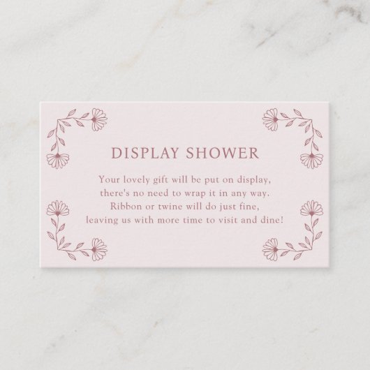 Roze Display Showerkaart Informatiekaartje (Voorkant)
