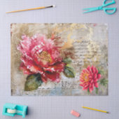 Roze Distressed Bloemen Decoupage Tissuepapier (Craft)