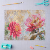 Roze Distressed Bloemen Decoupage Tissuepapier (Craft)