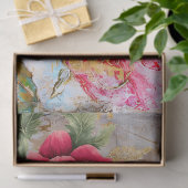 Roze Distressed Bloemen Decoupage Tissuepapier (Geschenk)