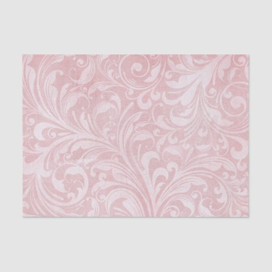 Roze Distressed Damask bloeide ontwerp Tissuepapier (Voorkant)
