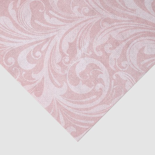 Roze Distressed Damask bloeide ontwerp Tissuepapier (Detail)
