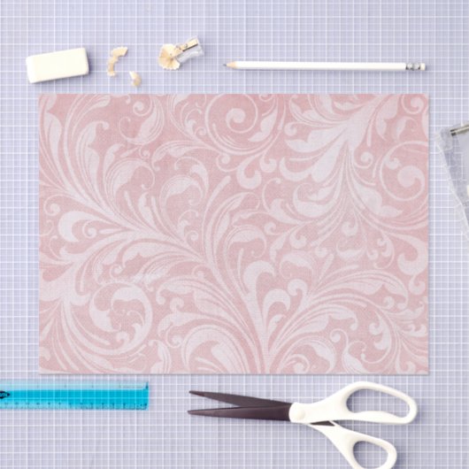 Roze Distressed Damask bloeide ontwerp Tissuepapier (Craft)