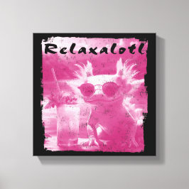 Roze distressed relaxalotl axolotl canvas afdruk