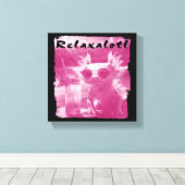 Roze distressed relaxalotl axolotl canvas afdruk (Insitu (Houten vloer))