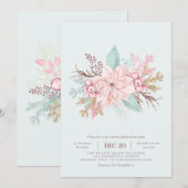 Roze Dit Het Seizoen Munt Vakantie Diner Uitnodigi Kaart (Voorkant / Achterkant)