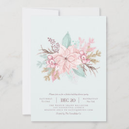 Roze Dit Het Seizoen Munt Vakantie Diner Uitnodigi Kaart