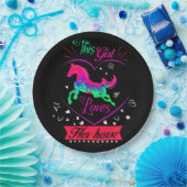 Roze Dit meisje houdt van haar paard Papieren Bordje (Feest)