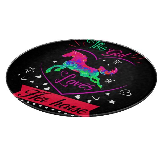 Roze Dit meisje houdt van haar paard Snijplank (Hoek)