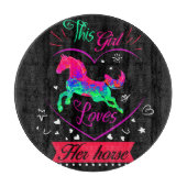 Roze Dit meisje houdt van haar paard Snijplank (Voorkant)