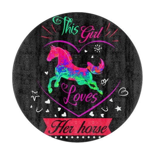 Roze Dit meisje houdt van haar paard Snijplank (Voorkant)