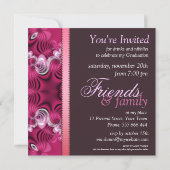 Roze Diva Fractal Lace Graduation Party Uitnodigin Kaart (Achterkant)