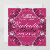 Roze Diva Fractal Lace Graduation Party Uitnodigin Kaart (Voorkant)