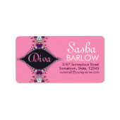 Roze Diva Juweel Kant Monogram Adreslabel Etiket (Voorkant)