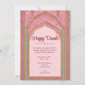Roze Diwali Traditionele Diwali Viering Kaart (Voorkant)