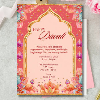 Roze Diwali traditionele kunst Diwali viering Kaart