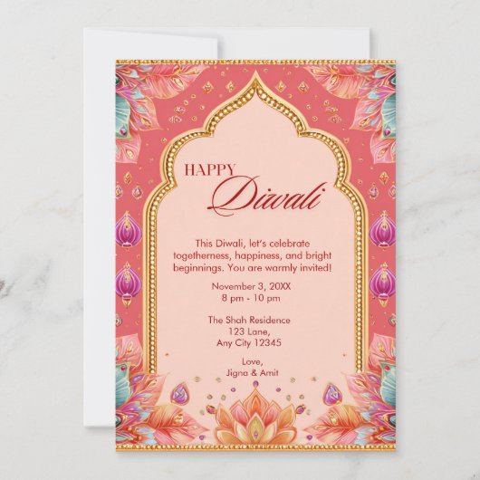 Roze Diwali traditionele kunst Diwali viering Kaart (Voorkant)