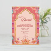 Roze Diwali traditionele kunst Diwali viering Kaart (Staand voorkant)