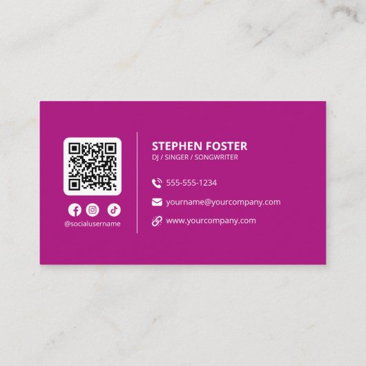 Roze DJ's Signer Muzikant Deejay Muziekproducent Visitekaartje (Achterkant)