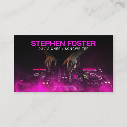 Roze DJ's Signer Muzikant Deejay Muziekproducent Visitekaartje (Voorkant)