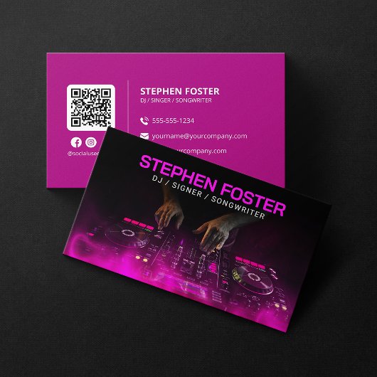 Roze DJ's Signer Muzikant Deejay Muziekproducent Visitekaartje