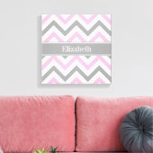 Roze Dk Gray White LG Chevron Gray Name Monogram Canvas Afdruk (Insitu (Woonkamer))