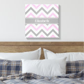 Roze Dk Gray White LG Chevron Gray Name Monogram Canvas Afdruk (Insitu (Slaapkamer))