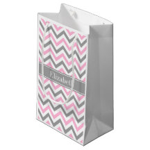 Roze Dk Gray White LG Chevron Gray Name Monogram