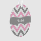 Roze Dk Gray White LG Chevron Gray Name Monogram Ornament (voorkant)