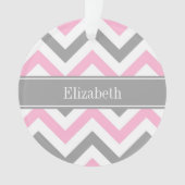 Roze Dk Gray White LG Chevron Gray Name Monogram Ornament (voorkant)