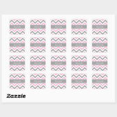 Roze Dk Gray White LG Chevron Gray Name Monogram Vierkante Sticker (Vel)