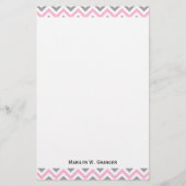 Roze, Dk Grey Wht Large Chevron ZigZag Pattern Briefpapier (Voorkant)