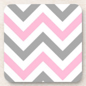 Roze, Dk Grey Wht Large Chevron ZigZag Pattern Onderzetter (Voorkant)